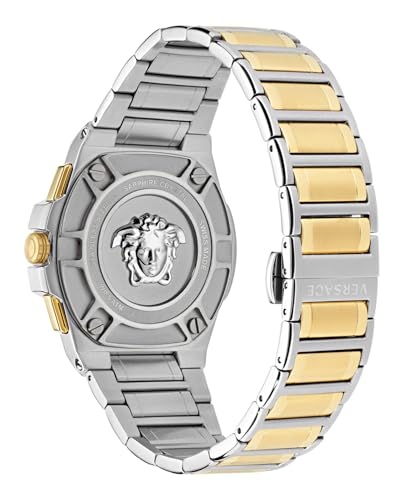 Versace Greca Extreme Chrono Collection Luxury Mens Watch Timepieces with a Two Tone Bracelet and Case featuring a Green Dial3