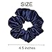 6 Pcs Satin Silk Scrunchies - Soft Hair Ties, Fashion Bands, Bows, Ropes, Elastic Bracelets, Ponytail Holders for Women and Girls (4.5 Inch, Navy Blue)