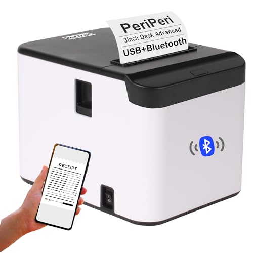 Image of PeriPeri 3inch Desk Advanced 80mm Inkless Receipt Thermal Printer with Auto Cutter & Cash Drawer Support, ESC /POS Bill Print (1Year Warranty) (USB+Bluetooth)