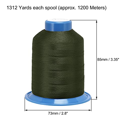 Hilo de coser de poliéster reforzado uxcell, extra fuerte, 1312 yardas, 210D/0.32 mm, para tapicería, costura manual y a máquina (verde oscuro) miniatura 2