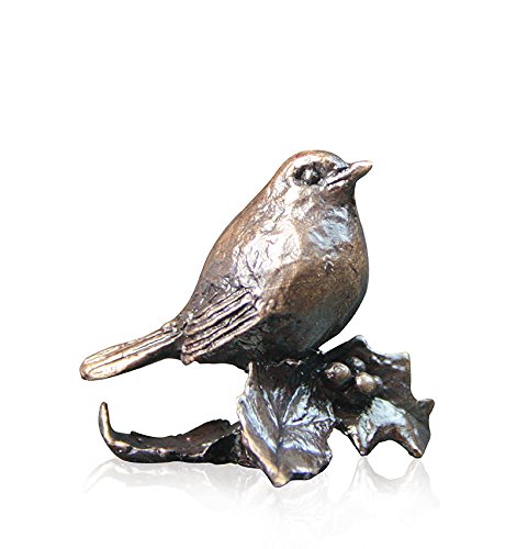 Richard Cooper Rich Brown Chestnut Patina & Company Solid Bronze Miniature Robin, 3 X 2.3 X 2.8 Cm
