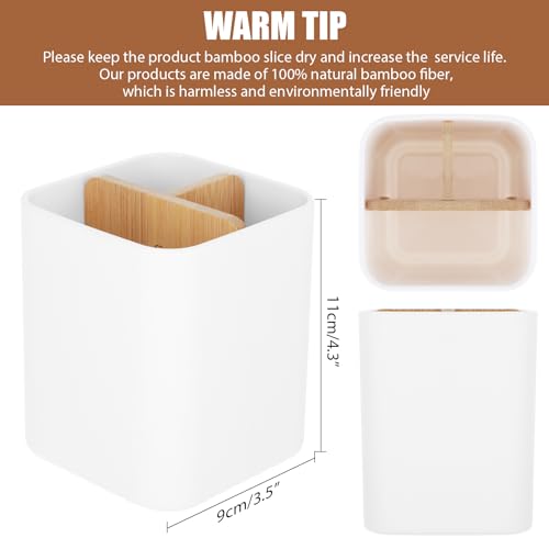 COMNICO 3 Slot Toothbrush Holders with Bamboo Divider Plastic Anti-Slip Tooth Brush Caddy Storage Cup Drainage - Image 2