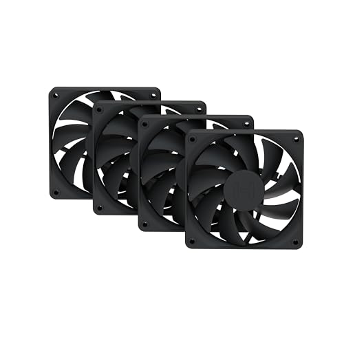 Image of Hyte Flow FA12 120mm PC Case Fans 4-Pack, High Performance, Low Noise, 1500 RPM, 4-Pin PWM, Fluid Dynamic Bearing - Pitch Black