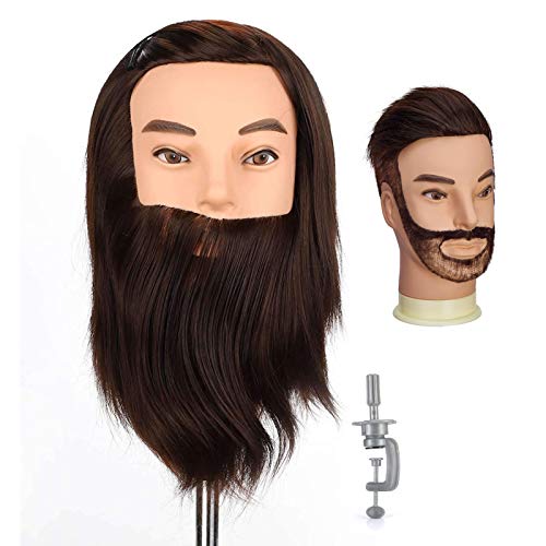 Cabeza de maniquí, Neverland Beauty 100% fibra sintética pelo masculino, cabeza de peluquería con barba (30,5 cm) Cover