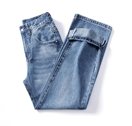 Pants Trousers Denim Spring Summer Straight Micro Tapered Jeans Blue Versatile Youth Slim Fit and Slimming Design for Men3