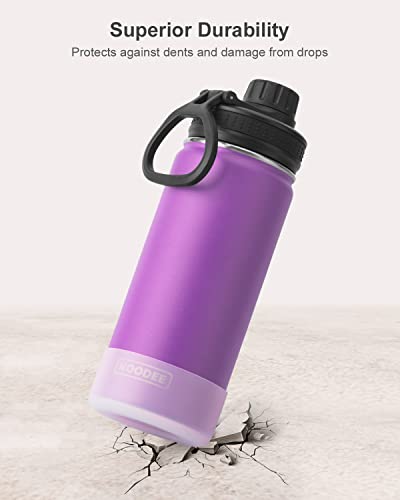 Image of Koodee Stainless Steel Vacuum Insulated Metal Water Bottle - 16 oz, 2 Pack (Apple Green-Purple) for Girls, Sports, School