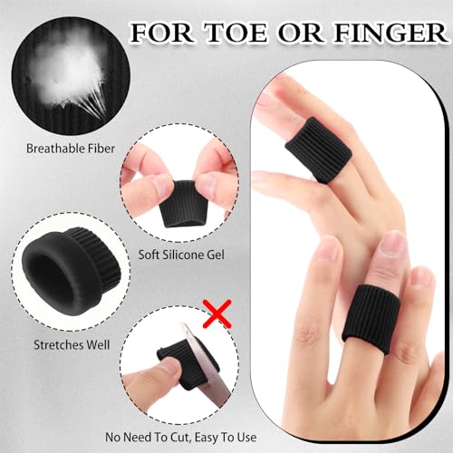 Image of Blulu 24 Pieces Toe Tubes 0.98 Inches Cushion Tube Corn Pads for Toes Sleeves Soft Gel Protectors for Cushions Corns Blisters Calluses 3 Size(Black,Assorted Sizes)