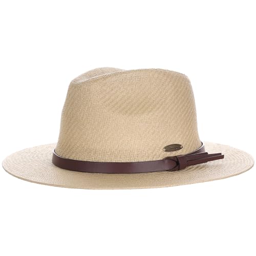 Panama Jack Straw Safari Hat - Vegan Leather Band Matte Toyo UPF 50+ Sun Protection Tan