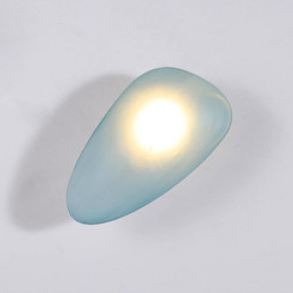 Nordic Owalna szklana lampa ścienna LED, przewodowa, do sypialni, salonu, przedpokoju (jasnoniebieska, 30 x 18 cm)