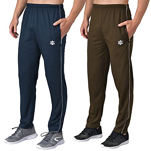 Image of eKools� Plain Trackpants for Men | Plain Trackpants | Basic Trackpants | Two Side Pockets with One Zip Pocket for Phone | 100% Cotton | Men's Trackpants (Pack of 2)