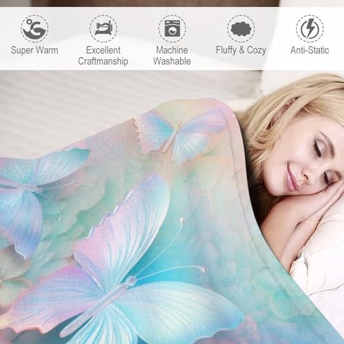 Couverture jeté flannel papillon durable et chaude contre les frissons du soir sur le sofa - 4