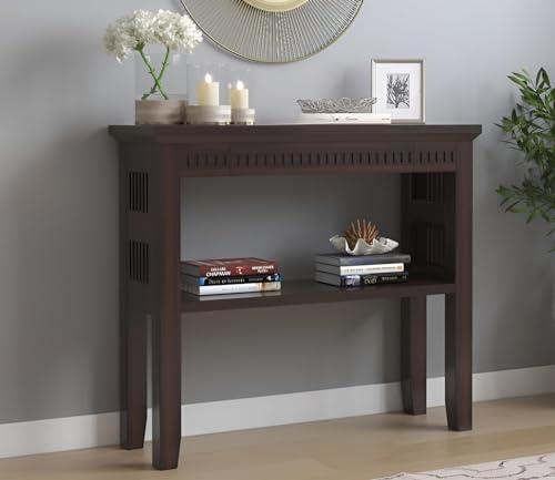Image of Solid Sheesham Wood Console Table for Living Room Furniture | Hallway Enteryway Console for Home and Office | (Walnut Finish-02)
