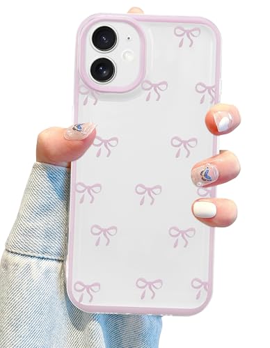 Coque iPhone 12 transparente avec nœud en ruban bleu clair Jusy pour femme