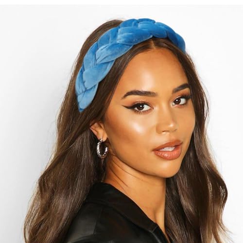 Image of DRESHOW Braided Headbands for Women Velvet Hair Hoop Elastic Criss Cross Hair Bands Accessories