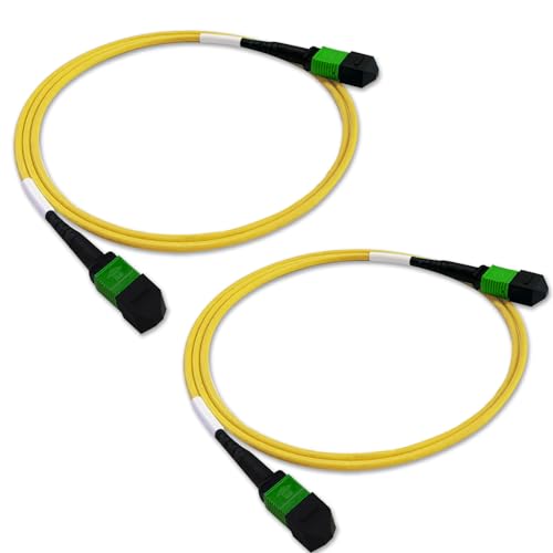 Image of 2Pcs 1m MPO Fiber Optic Patch Cord, Single Mode Cable Jumper Plug, Female to Female, 12 Core 6 Channel Type B, APC end face, LSZH 3.0mm G657A1, Compatible with 8 Core 4 Channel MPO