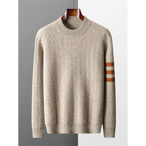 Men's Mock Neck Twist Flower Cashmere Pullovers Thick Sweater Casual Clothes Winter 100 Percent Knitwear Tops3