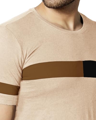 Image of Noble Monk Men Regular Fit T-Shirt | Round Neck | Half Sleeve | Self Design | Casual T Shirt for Men