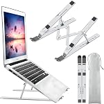 Leeboom Laptop Stand for Desk, Adjustable Foldable Aluminum Riser, Silver | Supports most 10-15.6 inch laptops and tablets with adjustable height and angle for improved comfort