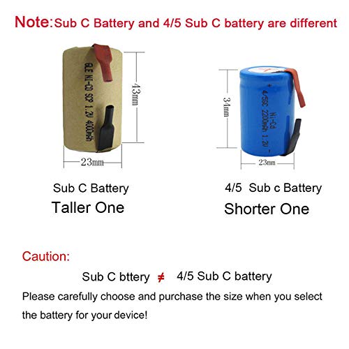 BAOBIAN 4/5 SubC Sub C Rechargeable Battery NiCd with Tabs 1.2V 2200mAh for Power Tools(15 Pcs) - Thumbnail 6