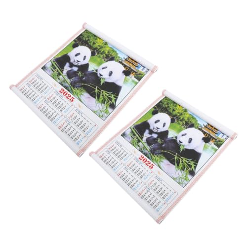 NUOLUX 2個年 蛇年 壁掛けカレンダー 蛇テーマの ?藤掛軸カレンダー メモスペース付き 壁掛け大判 春節飾りと 風水インテリア用