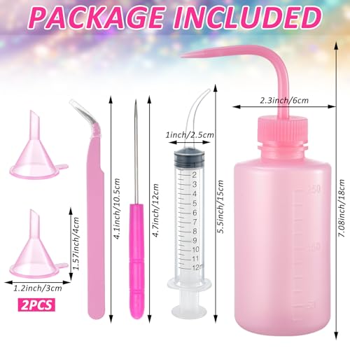Sibosen Schneekugel-Becher, vorgebohrt, doppelwandig, transparent, mit Deckel und Strohhalm, Quetschflasche, Trichter, Pinzette, gebogene Spritze für DIY, Glitzer, Schneekugel, Handwerk, Geschenk, 10