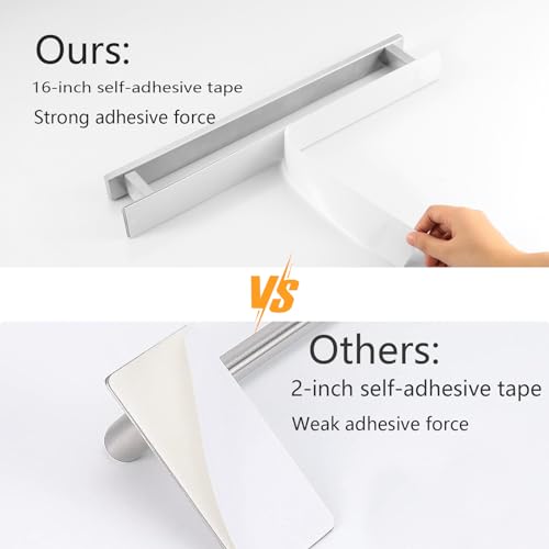 Miniatura 5 de Toallero De Baño, Toallero, Autoadhesivo O Atornillado, Toallero De Pared De Acero Inoxidable, Resistente Al Agua Y Al Óxido, Apto Para Baño, Caravana, Cocina 40 Cm, Plateado