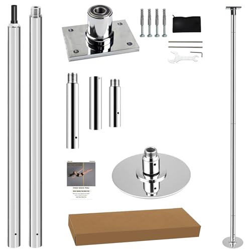 LF YEA Permanent Fixed Dance Pole Kit, Pro 45mm Static Spinning Pole Dancing Pole for Home, 4 Adjustable Heights, Pole Dance for Ceiling Mount with Fixed Plate & Extension Accessories
