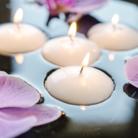 2 inch White Floating Candles Dripless Wax, 24 Packs Floating Candles for Centerpieces, Long Burning,Floating Candles for Cylinder Vases, Pool, Wedding Decorations,Party Deco, Valentine's Day Cover