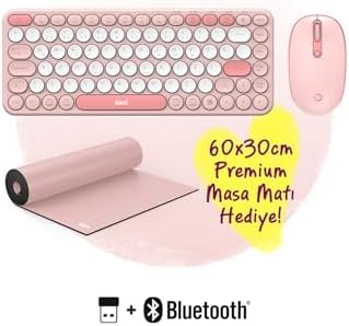 Daxi MK350 Creator Pro Combo Sessiz 3 Kanallı Bluetooth + 2.4G Wireless Türkçe Q Klavye Mouse Seti (Pembe) - Görsel 2