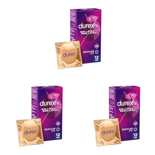Durex Preservativos Sin Látex, Clásico Sin Látex, Dermatológicamente Testado, 12 condone (Paquete de 3)