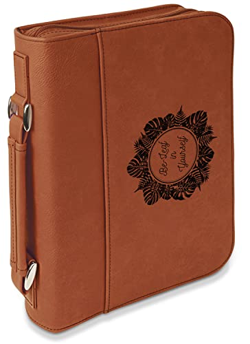 Personalized Tropical Leaves Border Leatherette Bible Cover with Handle & Zipper - Small - Double Sided