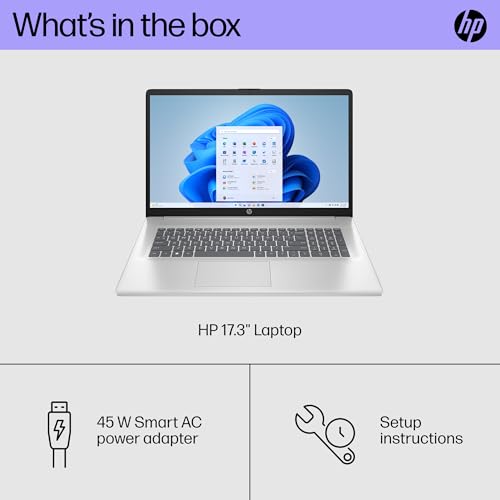 Image of HP 17 inch Touchscreen Laptop Computer Business, MS Office, 17.3 inch HD+ Display, Intel 10-Core i7-150U(up to 5.4 GHz), Backlit Keyboard, Wi-Fi 6, Windows 11 Pro(32GB RAM|1 TB SSD)