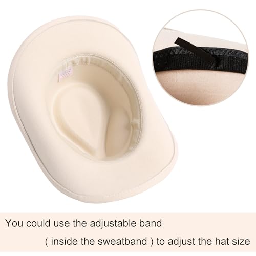 JOYEBUY Cowboy Hats for Kids Vintage Wide Brim Felt Cowboy Hat Girls Cowgirl Hat with Belt Buckle4