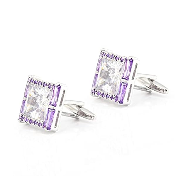 Tunna manschettknappar för män Lila fyrkantiga manschettknappar i kristall för män Mode enkla manschettknappar