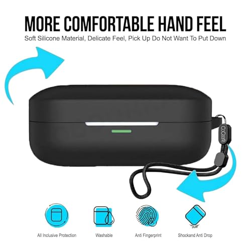 Image of Soft Silicone Case Cover Compatible for Realme Buds Air 7 | 7 Pro (Lanyard, Black)