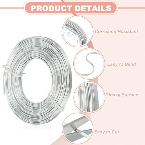 Image of uxcell 18 Gauge Flat Aluminum Wire, 16.40 ft 5mm Wide Aluminum Crafts Wire for Flower Bonsai Crafts Carving DIY Bezel Sculpting Gem Metal Wrap, Silver Tone