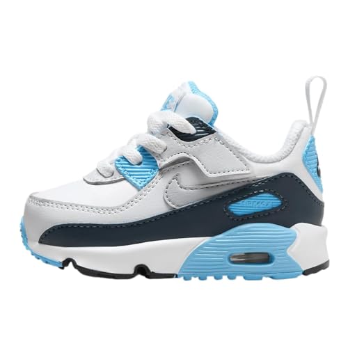 Nike Air Max 90 EasyOn Baby/Toddler Shoes (HF6359-100, Shown: White/Baltic Blue/Armory Navy/Wolf Grey) Size 5