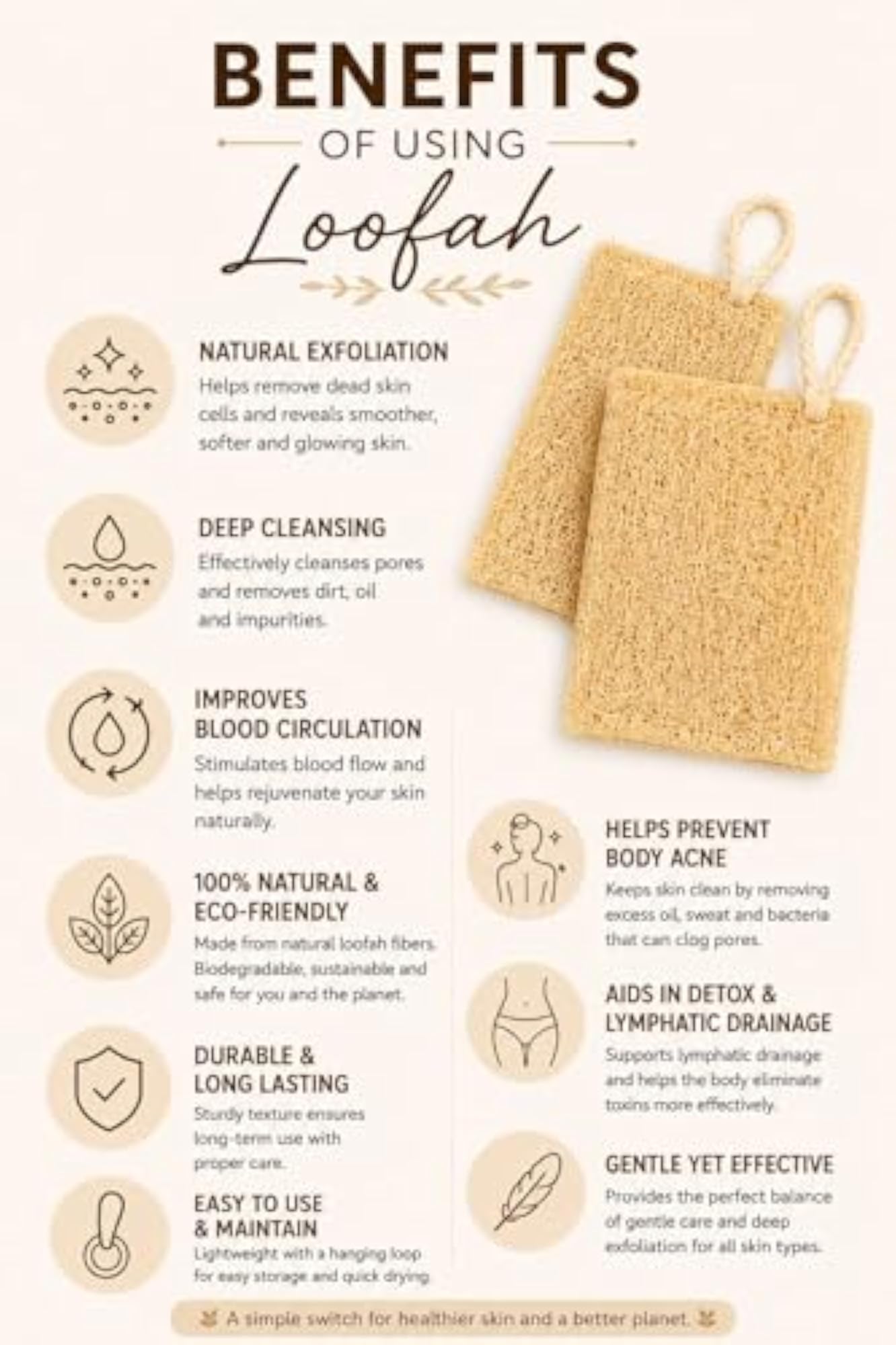 100% Natural Sun-Dried Loofah Bath Sponge