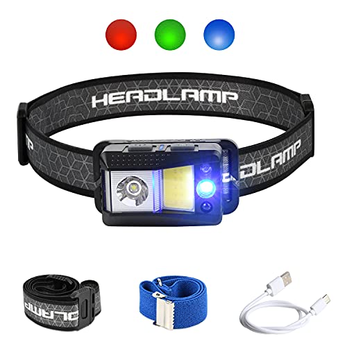 Cesunlight LED-Stirnlampe für Laufen, Camping, und Outdoor Scheinwerfer - Stirnlampe mit blinkendem rotem Sicherheitslicht für Erwachsene und Kinder Cover