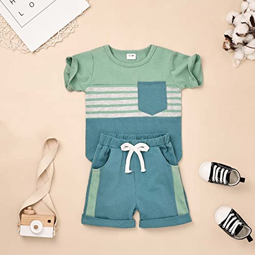 Toddler Boy Clothes Baby Boys Summer Outfits Patchwork Short Sleeve T-Shirt Shorts Set Summer Clothes Set 12M-5T2