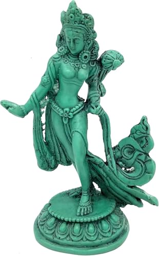 Estatua Green Tara de 5 pulgadas en resina miniatura 4
