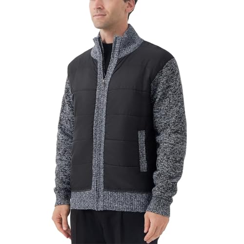 Men's Knit Cardigan Sweater Slim Fit Long Sleeve Stand Collar Full Zipper Casual Sweater2