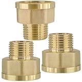 3-Piece Brass Pipe Fitting Adapter Set, BENACES 3/4' NPT Female to 1/2' NPT Male Piping Converter, Octagonal 1/2 Inch to 3/4 Inch Reducing Pipe Fitting Connector