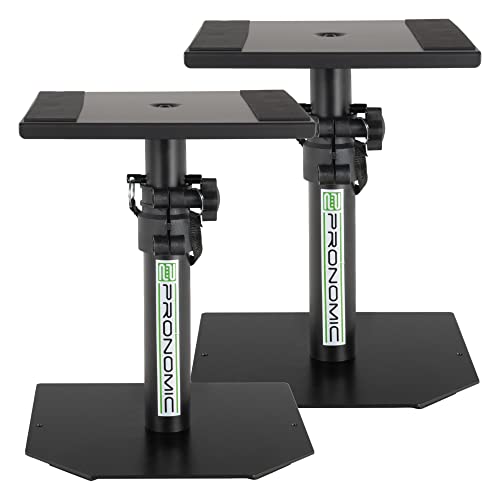 Pronomic SLS-36K BK Soportes de Sobremesa para monitores de estudio - Monitor Stand para Altavoces - Altura ajustable a 41 cm - Carga hasta 20 kg - Color: negro