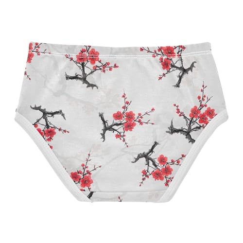 Toddler Underwear Floral 2t Cotton Cute Panties Girl Artistic Briefs Undies Kids Elegant Cherry Blossom Red Flowers2
