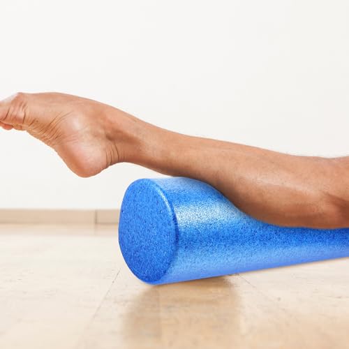 Rodillo de espuma de alta densidad Mikikit para yoga, masaje profundo de tejidos y liberación muscular, color azul, para alivio de espalda, hombros y cuello, y pilates miniatura 7