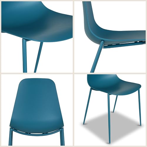Image of Poly & BARK Isla Modern Kitchen Chairs Set of 4 - Plastic Dining Chair with Metal Legs - Quick Assembly Simple Cafe Chairs Plastic for Indoor or Outdoor - Ocean Teal
