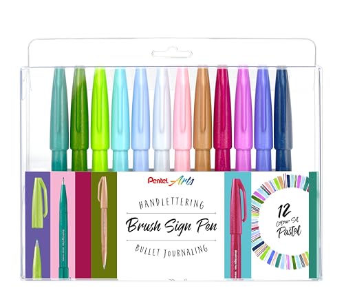 Pentel SES15C-12 - Bolígrafo de punta de fibra tipo pincel, color varios colores 12