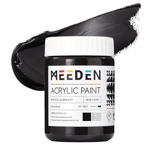 MEEDEN Peinture Acrylique Noir: 300 ml/10oz Pot de Peinture Noir à Texture Epais - Peintures d’Art Epaisses pour Artistes Professionnels Peignant sur Toile