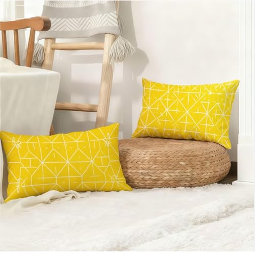 Housse coussin 50x80cm imperméable jaune pour canapé et balcon - 5